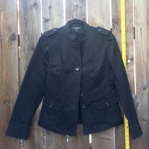 Talbots Cotton Peplum Button Black Jacket Blazer